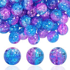 100Pcs 10mm Crackle Glass Beads for Jewelry Making - Round Spacer Crystal Beads Bulk, DIY Craft Supplies for Necklace Bracelet Earrings (Blue Plum) - color: Blue Plum