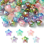 LiQunSweet 50 Pcs Transparent Crackle Acrylic Beads Gradient Color Crackle Star Loose Beads Spacer for DIY Necklace Bracelet Jewelry Craft Making - color: Crackle Star Loose Beads_50 Pcs
