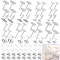 Earring Posts and Backs, Flasoo 700Pcs Stud Earring Making Kit with 300Pcs Stainless Steel Earring Posts and 400Pcs Earring Backs, Earring Supplies Kit for DIY Earrings and Jewelry Making - color: Silver