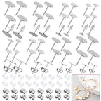 Earring Posts and Backs, Flasoo 700Pcs Stud Earring Making Kit with 300Pcs Stainless Steel Earring Posts and 400Pcs Earring Backs, Earring Supplies Kit for DIY Earrings and Jewelry Making - color: Silver