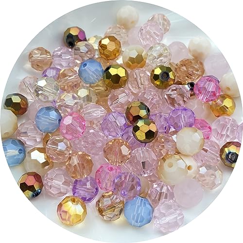 400pcs 4mm Round Crystal Glass Beads Round Faceted Spacer Beads for Jewelry Making Bracelet Earring Necklace Wind Chimes Suncatchers DIY Craft Making Supplies(Pink Series) - color: Pink Series, size: 4mm
