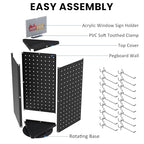 UNITEDEPOWER Rotating Pegboard Display Stand With 18 Hooks, 3-Sided Metal Spinning Countertop Show Rack Organizer for Jewelry, Accessories, or Crafts, Revolving Displays