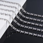 KYUNHOO 6.5FT/2M Stainless Steel Chunky Chains for Jewelry Making 10MM Long Bone Link Chain on Roll Silver Craft Jewelry with Clasps for Men Women DIY Necklace Bracelet - color: Bone Steel