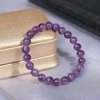 MAIBAOTA Healing Crystal Bracelet for Women Men, 8/4 mm Natural Stone Beaded Bracelets, Jewelry Birthday Gifts, Round Gemstones Stretch Bracelets - color: Purple-Amethyst, size: 8 mm