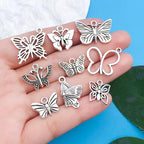Youdiyla 144Pcs Ancient Silver Butterfly Series Pendant Jewelry Making DIY Keychain Earrings Pendant Various Design Charms for Jewelry Making Bracelets Necklace (SN10) - color: SN10
