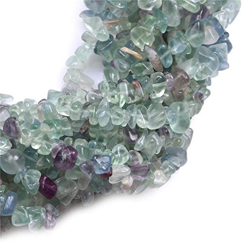 HAAMIIQII 5-8mm Natural Fluorite Chips Beads Irregular Chip Stones Loose Gemstone Beads Energy Healing Beads for Jewelry Making Strand 30 Inch - color: Fluorite