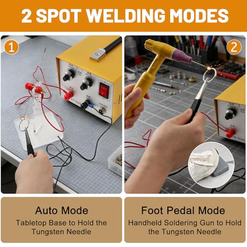 Jewelry Spot Welder Machine, 30A Professional Spot Welder for Gold Silver Platinum, Handheld Pulse Arc Spot Welding Machine for Jewelry DIY Precision Repair (Yellow)