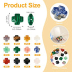 24 Pcs Cross Beads for Jewelry Making Small Cross Gemstone Beads Crystal Crucifix Bead Charms for Easter Holiday Eid Mubarak Ramadan Christmas Necklace Jewelry Making 12-12.5mm - color: 12 Colors-Mix Stones