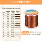 HARFINGTON Wire 203ft Length 24 Gauge Copper Craft Jewelry Wrapping Wire Tarnish Resistant Beading for Jewelry Making Supplies Crafting, Coffee - color: Coffee