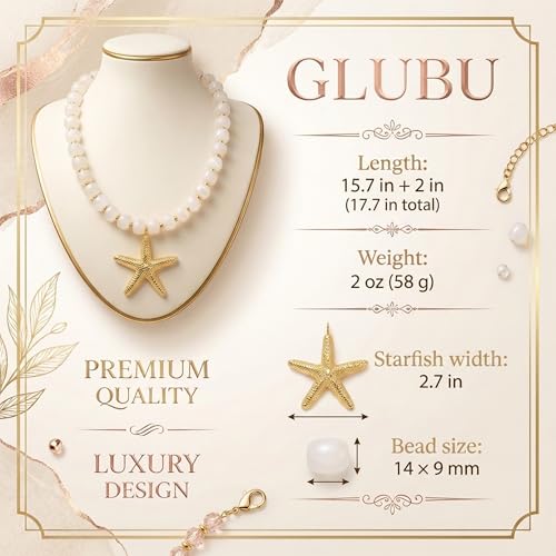 Chunky Beaded Starfish Shell Necklace for Women Colorful Boho Summer Chain Choker Beach Necklace with Acrylic Beads Trendy Chunky Jewelry Gifts - color: XL005F-01