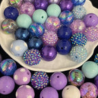 50PCS Bubblegum Beads 20mm，Large Beads for Jewelry Making，Round Circle Chunky Bead for Craft Pen Keychain Bracelets, beadable for Dog cat Collar Necklace (Mixed Blue/Purple) - color: Mixed blue/purple