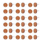 PH PandaHall Pandahall 50pcs Walnut Wood Flat Round Earring Stud 10mm Natural Wooden Earring Stud with 316 Stainless Steel Findings for DIY Earrings Making, Hole: 1.6mm