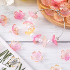 100Pcs Colorful Cherry Blossom Beads, 5-Petal Acrylic Flower Beads, Mini Spacer Beads Hair Charms Halloween Christmas for Bracelets Earring Jewelry Making - color: Multicolor