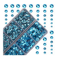 4000pcs Mixed Size Hot Fix Round Crystals Gems Glass Stones Hotfix Flat Back Rhinestones (Aquamarine) - color: Aquamarine, size: 4000 Count (Pack of 1)