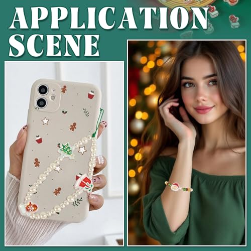 Beadthoven 24pcs Christmas Acrylic Beads, Red Green Crystal Focal Beads for Pens Keychain Making, Santa Claus Christmas Tree Gloves Stockings Snowman Loose Spacers for DIY Bracelets Jewelry Making - color: Christmas Patterns
