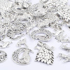 48 Pieces Vintage Alloy Mixed Wolf Shape Charms Tibetan Silver Animal Wolf Head Dangle Pendants for DIY Handmade Projects Jewelry Making Supplies, 6 Styles