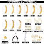 ZEVOFIUR Gold Necklace Chains for Jewelry Making, 9 Rolls of Jewelry Chain, DIY Starter Kit for DIY Necklace Bracelet Making Accessories with Jump Rings, Lobster Clasps, Connectors, Charms