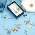 SANNIX 110Pcs Autism Awareness Charms, 55 Pairs Enamel Autism Awareness Jewelry Charms for Bracelets Earrings Necklace DIY Crafts Keychains Making - style: Autism Charms