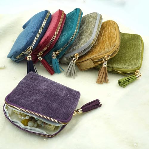 Travel Jewelry Case, Travel Jewelry Organizer, Travel Jewelry Bag with Zipper, Small Travel Jewelry Pouch for Necklaces Bracelets Bangles Rings Earrings Gemstones Storage (grey) - color: grey
