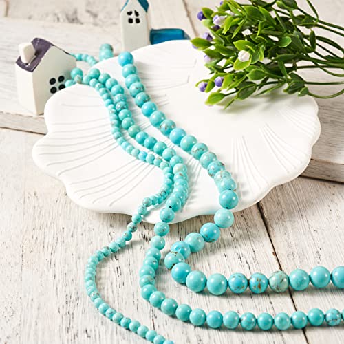Cheriswelry 3Strands 4-9mm Natural Turquoise Beads Strands Round Natural Howlite Gemstone Beads Gemstone Loose Spacer Beads for DIY Earring Bracelet Necklace Jewelry Making - color: Natural Howlite