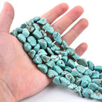 15 Inch 10-12mm Turquoise Gemstone Free Form Tumbled Pebble Semi Precious Irregular Strand Drilled Stone Spacer Beads for Jewelry Making - color: Turquoise 10-12mm