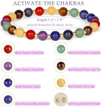 QOGIR 14k gold Handmade Healing Bracelet, Natural Gem Stone Crystal Elastic Gold Bracelet - color: 7 Chakra - Activate The Chakras, size: 6m