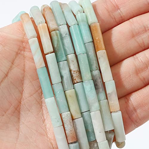 BEADIA Natural Amazonite Tube Beads 13x4mm 30pcs Cylinder Loose Semi Gemstone Beads for Jewelry Making Design - color: Amazonite Cylinder