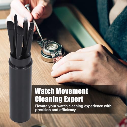 Flylin 2 Set Watch Cleaning Brush, Small Parts Cleaning Soft Brushes with Storage Box for Watch Crafts Jewelry, Wristwatch Dust Removal Tool Set