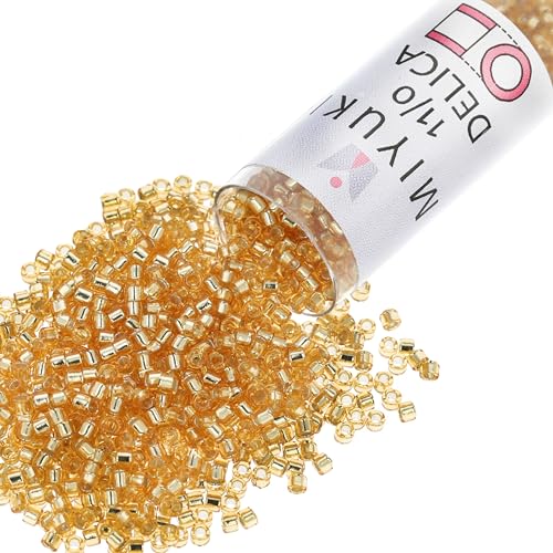 Miyuki Delica Seed Beads – Size 11/0 (1.6 mm), DB0042, Silver-Lined Gold, 7.2 g, Approx. 1440 Beads, Made in Japan - color: DB0042 - Silver-Lined Gold