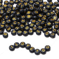 LAIDANLA 1500PCS Acrylic Letter Beads Alphabet Gold Letters Black Round Bead 7×4mm for Jewelry Bracelets Necklaces Key Chains Making - color: H-Gold Letter Black Beads