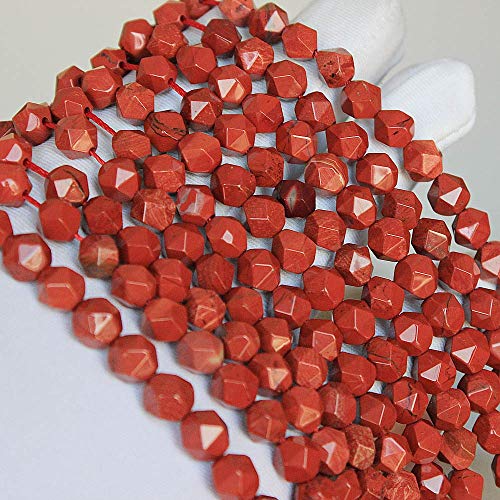 MJDCB Best Sellers Natural Stone Beads Faceted Polygon Red Stone Crystal Energy Stone Healing Power for Jewelry Making(8mm) - color: Red Stone