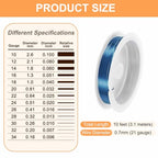 HARFINGTON 10ft Jewelry Wire, 22 Gauge (0.7mm) Brass Craft Soft Metal Tarnish Resistant Copper Beading Wire for Jewelry Making Supplies Crafting, Blue - color: Blue, size: 21 Gauge x 10ft