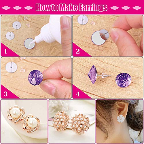 Earring Posts and Backs, Flasoo 700Pcs Stud Earring Making Kit with 300Pcs Stainless Steel Earring Posts and 400Pcs Earring Backs, Earring Supplies Kit for DIY Earrings and Jewelry Making - color: Silver