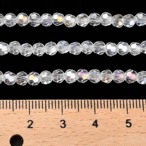 Perlin Czech Bohemian Crystal Glass Beads Faceted Round 4mm 90 Pieces Loose Spacer 1 Strand Beads for DIY Jewelry Earrings Necklace Bracelet Making (Crystal AB) - color: Crystal AB