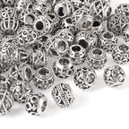 Craftdady 66Pcs Large Hole Rondelle Spacer Beads Alloy European Beads 11 Style Tibetan Antique Silver Spacer Beads Western Beads for Crafts Jewelry Making - color: Antique Silver-12 Styles, Rondelle