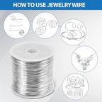 26 Gauge Wire for Jewelry Making - 328ft Tarnish Resistant Copper Wire (0.4mm X 100m), Silvery Finish, for Jewelry Making and Handcrafting
