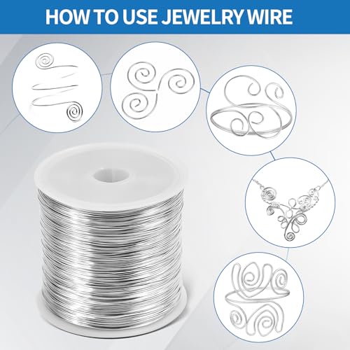 26 Gauge Wire for Jewelry Making - 328ft Tarnish Resistant Copper Wire (0.4mm X 100m), Silvery Finish, for Jewelry Making and Handcrafting
