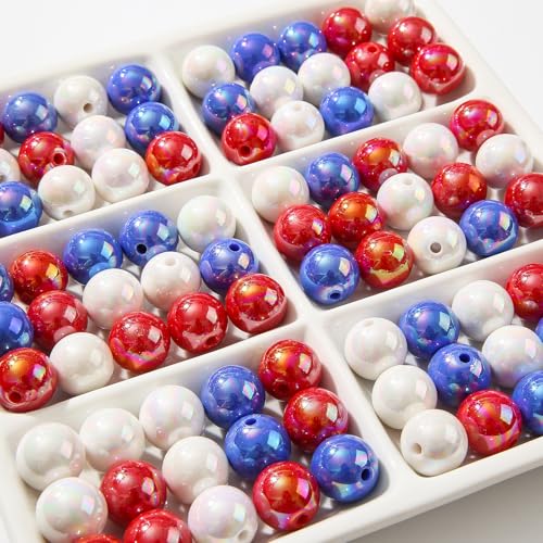 16mm Acrylic Beads 100pcs Chunk Bubblegum Bead Beads for Pens for Necklace Jewelry Bracelets DIY Crafts Making (bluered) - color: bluered