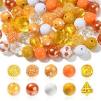 DanLingJewelry 50Pcs 20mm Thanksgiving Theme Beads Fall Bubblegum Beads Acrylic Yellow Orange Spacer Beads for DIY Jewelry Making Crafts Supplies - color: 50pcs - Thanksgiving