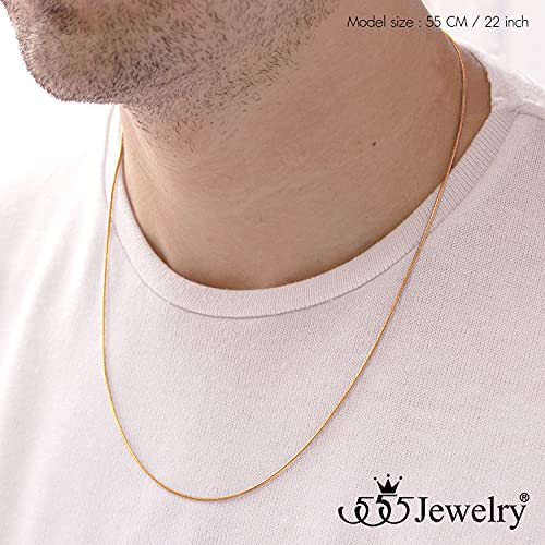 555Jewelry 1.2mm Stainless Steel Snake Chain Necklace for Men & Women, 16-28 Inch - color: Rose Gold