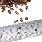 Glass Rice Beads Clear Purple 4x6mm 50pcs Faceted Oval Golden Edge Crystal Loose Beads for DIY Craft Jewelry Making - color: Clear Purple