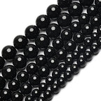 70PCS Natural 8MM Healing Gemstone, Black Tourmaline Energy Stone Round Loose Beads, Semi-Precious Crystal Beads with Free Elastic String for Jewelry Making DIY - color: Black Tourmaline, size: 8MM