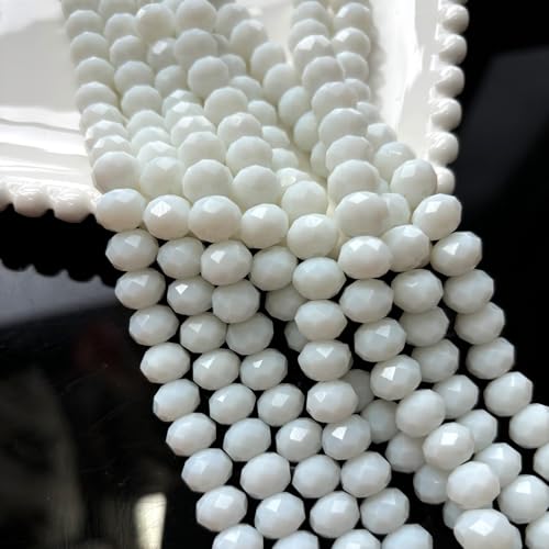 440Pcs 4mm Faceted White Glass Crystal Briolette Beads for Jewelry Making, Bracelets, Earrings, Wind Chimes, Suncatchers - color: Ci White, size: 4mm
