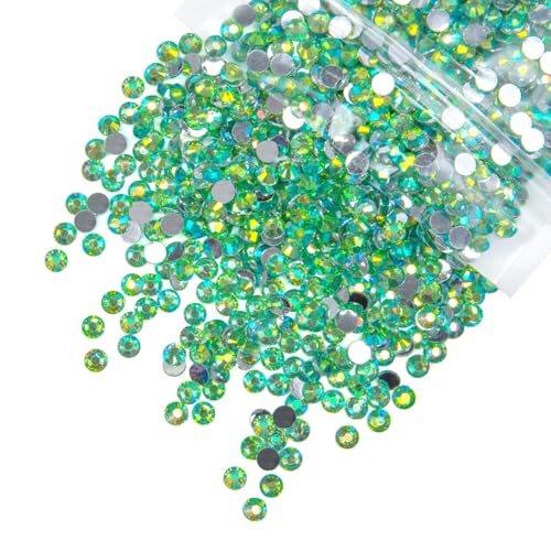 qiipii 2800PCS 4mm Crystal Light Green Resin Rhinestones for Crafting Fresh Green Flatback Stones Bulk SS16 Diamonds Crystals Gems Charms Supplies for Nails Face Eyes Makeup Tumblers Bottle DIY Crafts - color: Crystal Light Green Ab, size: 4mm Bulk