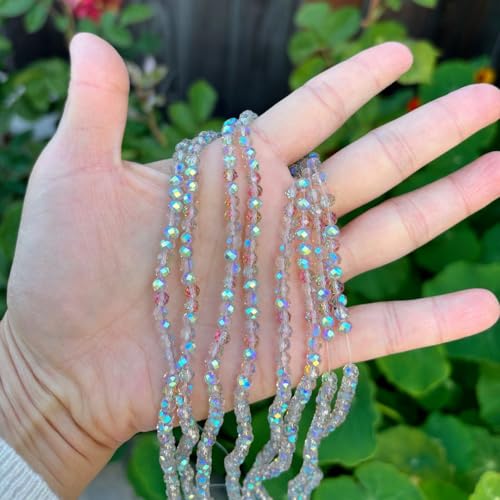 500pcs Czech Faceted Rondelle Crystal Glass Loose Beads 4mm Small Tiny Spacer Bulk Green Red Shimmer for DIY Craft Jewelry Making CCR437 - color: Green Red Shimmer, size: 4mm (0.16") - 500pcs