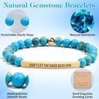 INSYOHO Dont Let the Hard Days Win Bracelet – Inspirational Healing Crystal Bracelet for Women & Men, Agate & Amethyst Beaded Adjustable, Motivational Gift for Stress Relief & Positivity - color: Turquoise Blue Sea Sediment Jasper