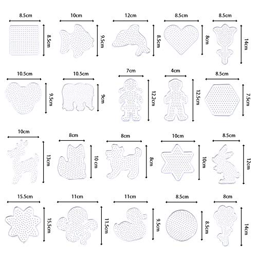 20 Pieces 5mm Fuse Beads Pegboards Clear Animal Shape Plastic Pegboards Craft Tray with 20 Pieces Colorful Cards for Kids DIY Craft Beads (Pack of 2) - size: zzzz-s (Pack of 2)