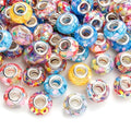 PIPITREE 40PCS Acrylic Beads 9 * 14mm Focal Beads for Pens Acrylic Flat Bulk Sequin Bead AB Mixed Color 6mm Large Hole Bead for Keychains Beadable Pens DIY Crafts Jewelry Making & Gift Giving - color: Sequin