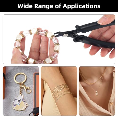 URSKYTOUS Bead Crimping Pliers Bead Crimper Tool for Jewelry Making 5 Inch Crimping Pliers Tool with PVC Handle Jewelry Crimper Plier for Bracelet Beading DIY Craft Jewelry Making Supplies (Black) - color: Rm Black