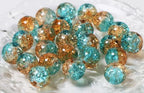 100Pcs 10mm Crackle Glass Beads for Jewelry Making - Round Spacer Crystal Beads Bulk, DIY Craft Supplies for Necklace Bracelet Earrings (Brown Blue) - color: Brown Blue